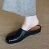 Cowhide Version~ Retro Simple Flat-bottomed Bag Head and Half Slippers for Women To Wear New Summer Versatile Fashion Sandals