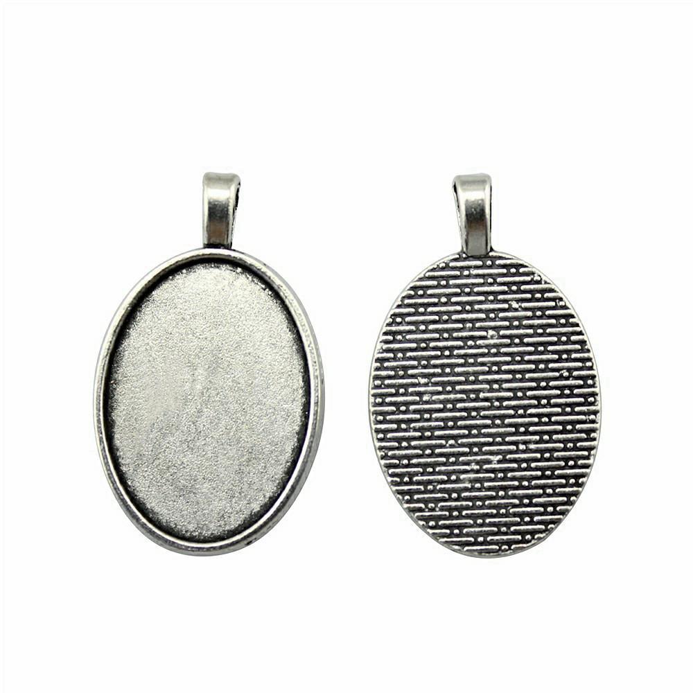 Oval Bezel Pendant Setting With Bail Fit 18x25mm Cabochon Blank Bases Tray