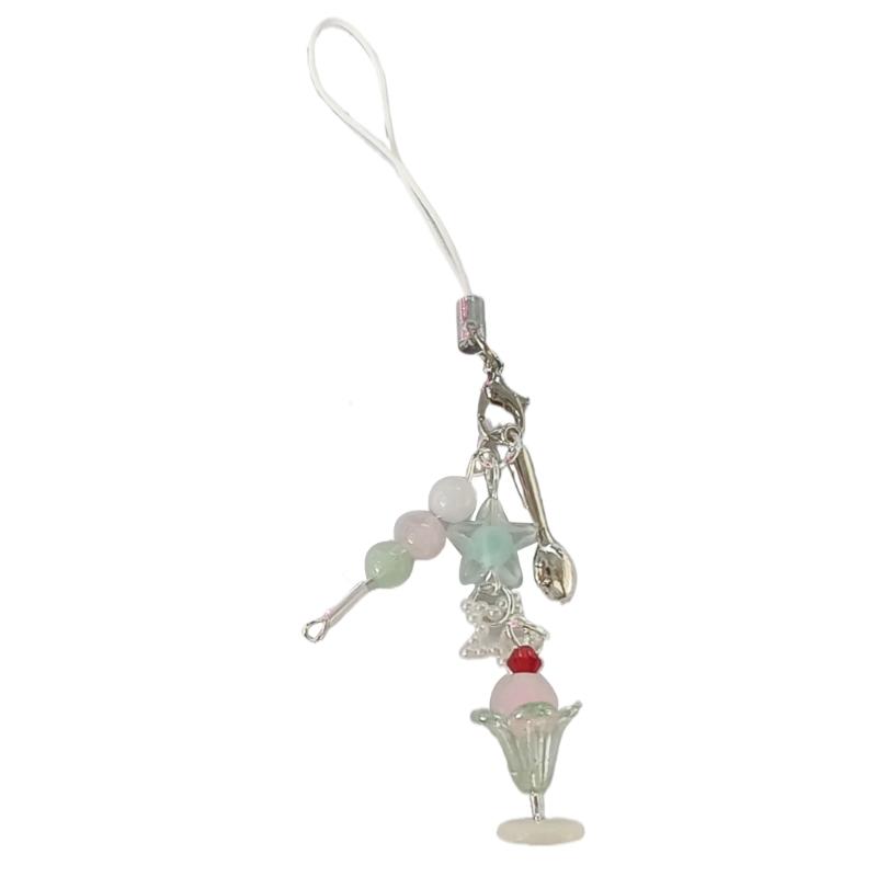 

Beautiful Ice Cream Bag Pendant Beaded Keyring Portable Phone Beaded Accessory