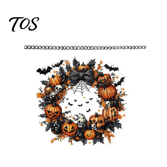 Festive Pumpkin Window Ornament Halloween Pendant Decoration with Hanging Chain Waterproof Acrylic Welcome Spooky Bat And Spider Web Decor Sign