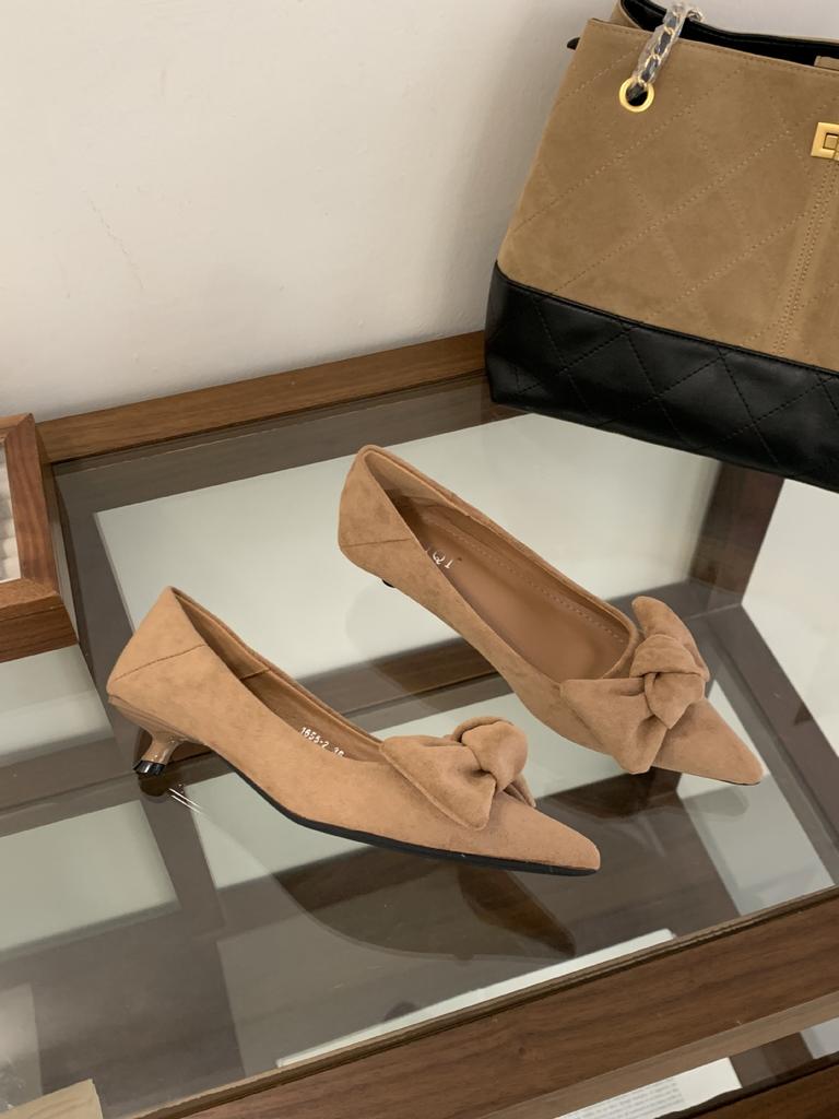 French Bow Pointed Head Black Stiletto Single Shoes Women's 2025 Autumn New with Skirt Light Mouth Evening Low Heels