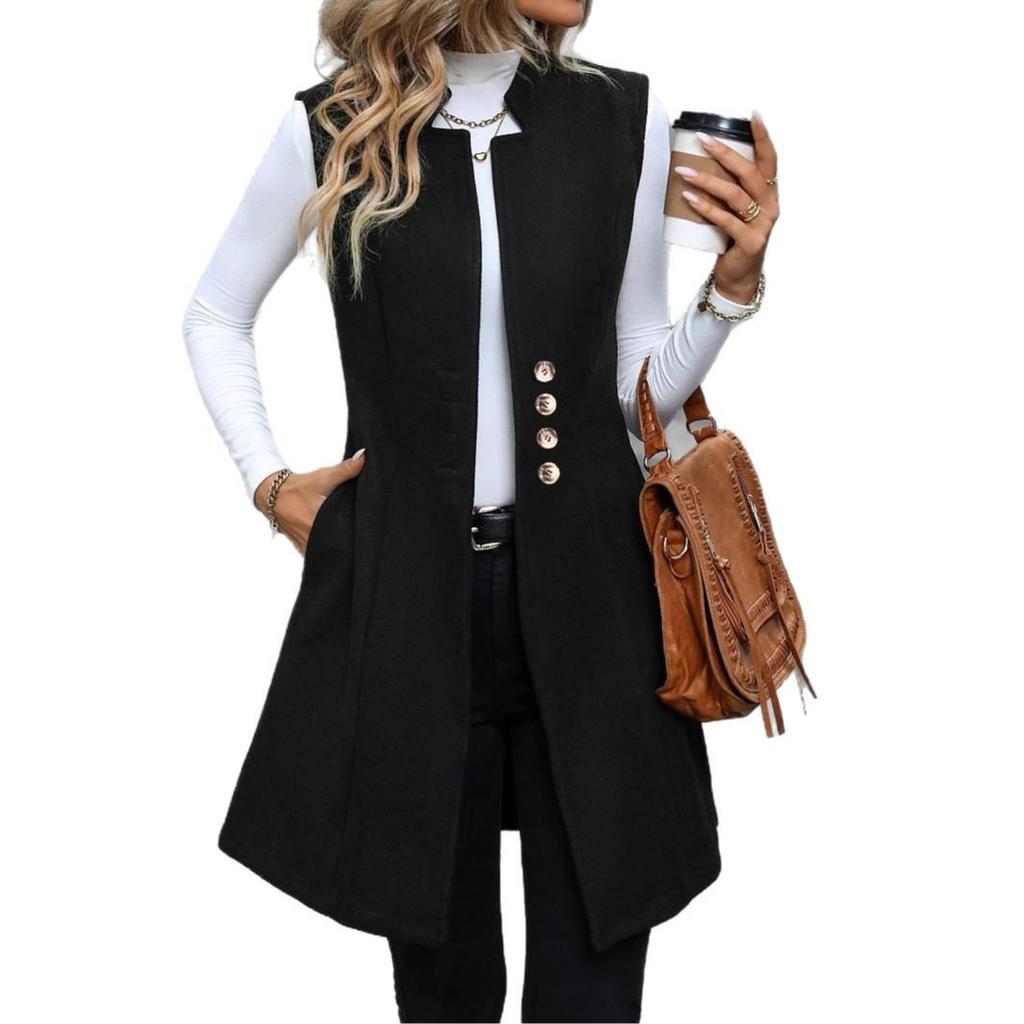 A New Autumn and Winter Fashion Suit Vest, Elegant and Stylish Sleeveless Jacket for Women