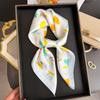 Korean Style Printed Silk Like Square Scarf For Women Sun Protection