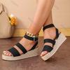 Fashion Summer Sandals for Women Wedge High Heels Female Black Fish Mouth Thick Bottom Casual Women's Shoes Bucke Sandalias De Mujer