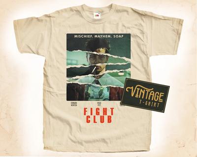Fight Club V1 T SHIRT Tee Movie Poster Vintage Natural Tee Sizes S To 5XL