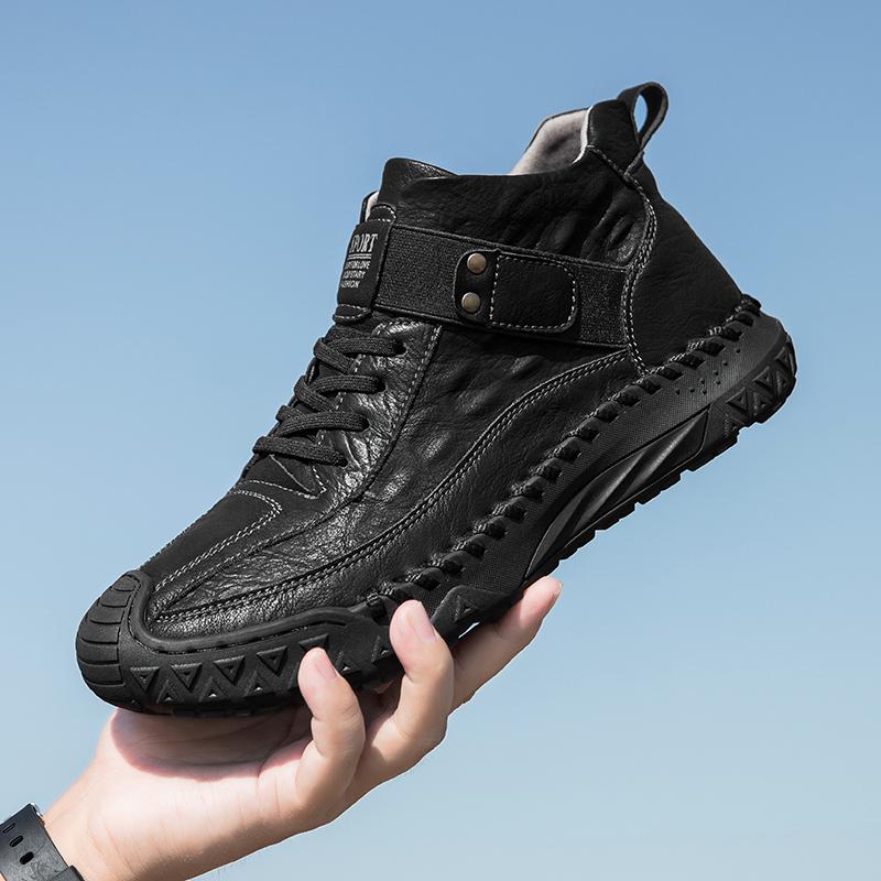 Autumn/Winter  Men's Casual Leather Shoes British-Style Driving Shoes Handmade High-Top Boots Moccasins Shoes