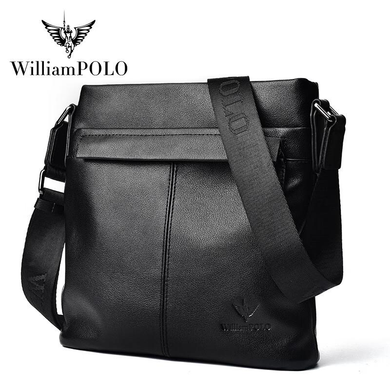 Мужская деловая сумка через плечо WILLIAMPOLO из натуральной кожи Medium, 10-inch