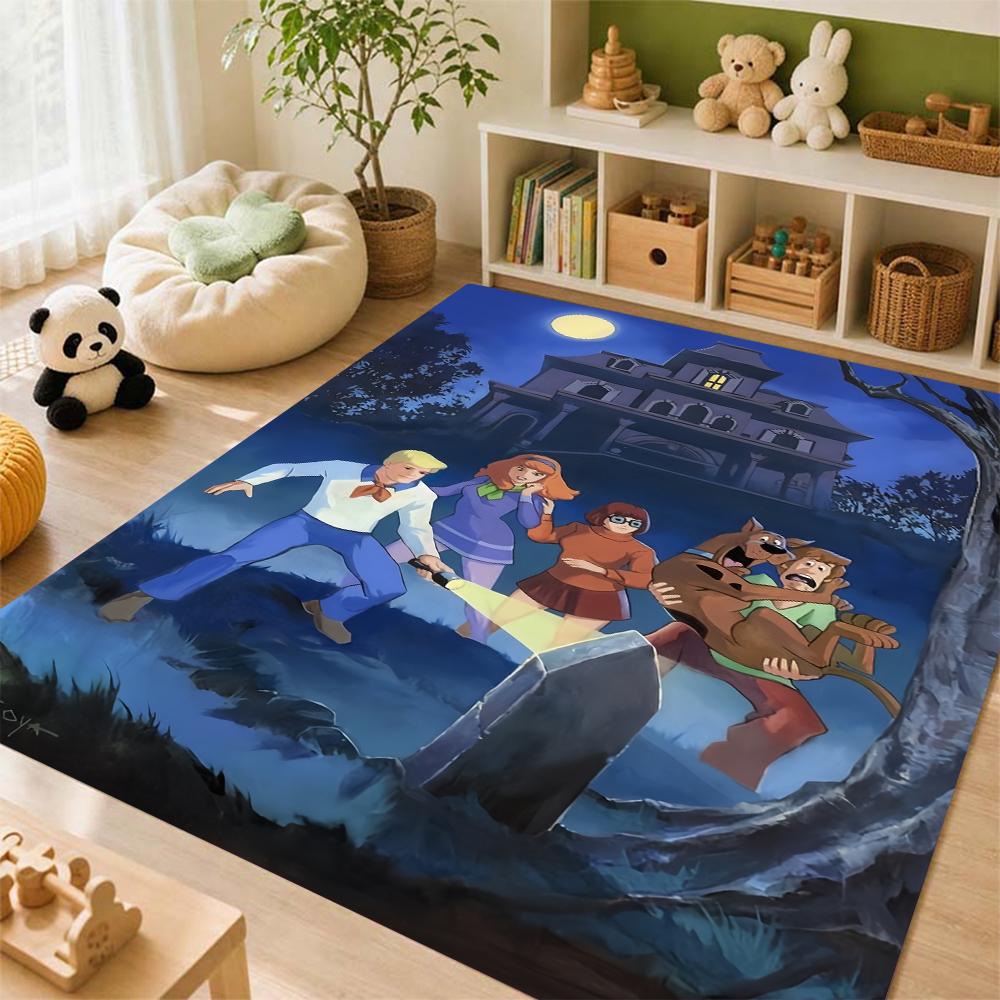 Scoobydoo Spooky Night Adventure Patterned Rug Soundproof Noisereducing Carpet For Bathroom Kitchen Home Party Decor Christmas Gift