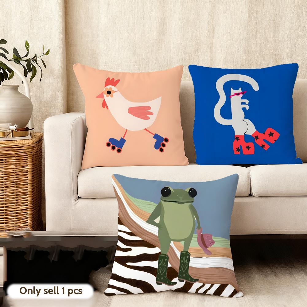 Classic Abstract Animals Cushion Cover Short Plush Double-Sided Print Square Throw Pillow Covers Sofa Home Cushion Decor