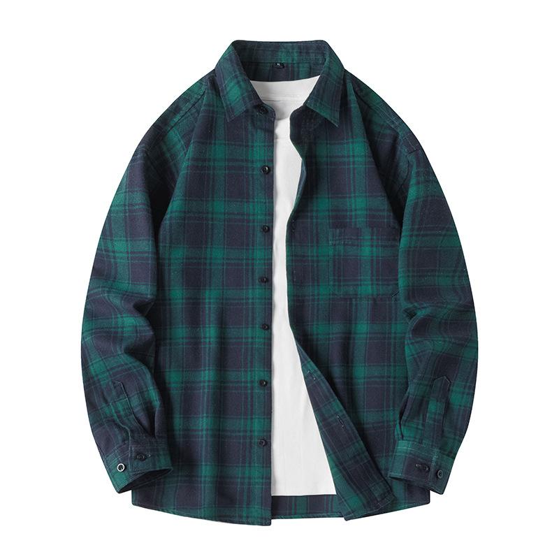 Männer Hemd Plaid Lose Straße Langarm Casual Shirt Schwarz Übergroßen Weiche Hemd Frühling Herbst
