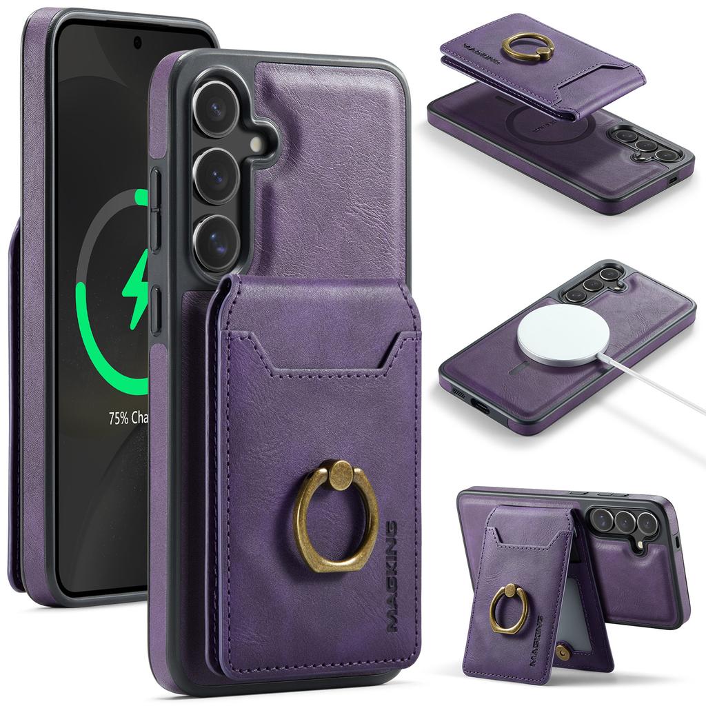 MAGKING seria K1 Dla Samsung Galaxy S26+ Magnetyczne Etui PC + TPU + PU Pokrowiec na Telefon z Uchwytem na Karty