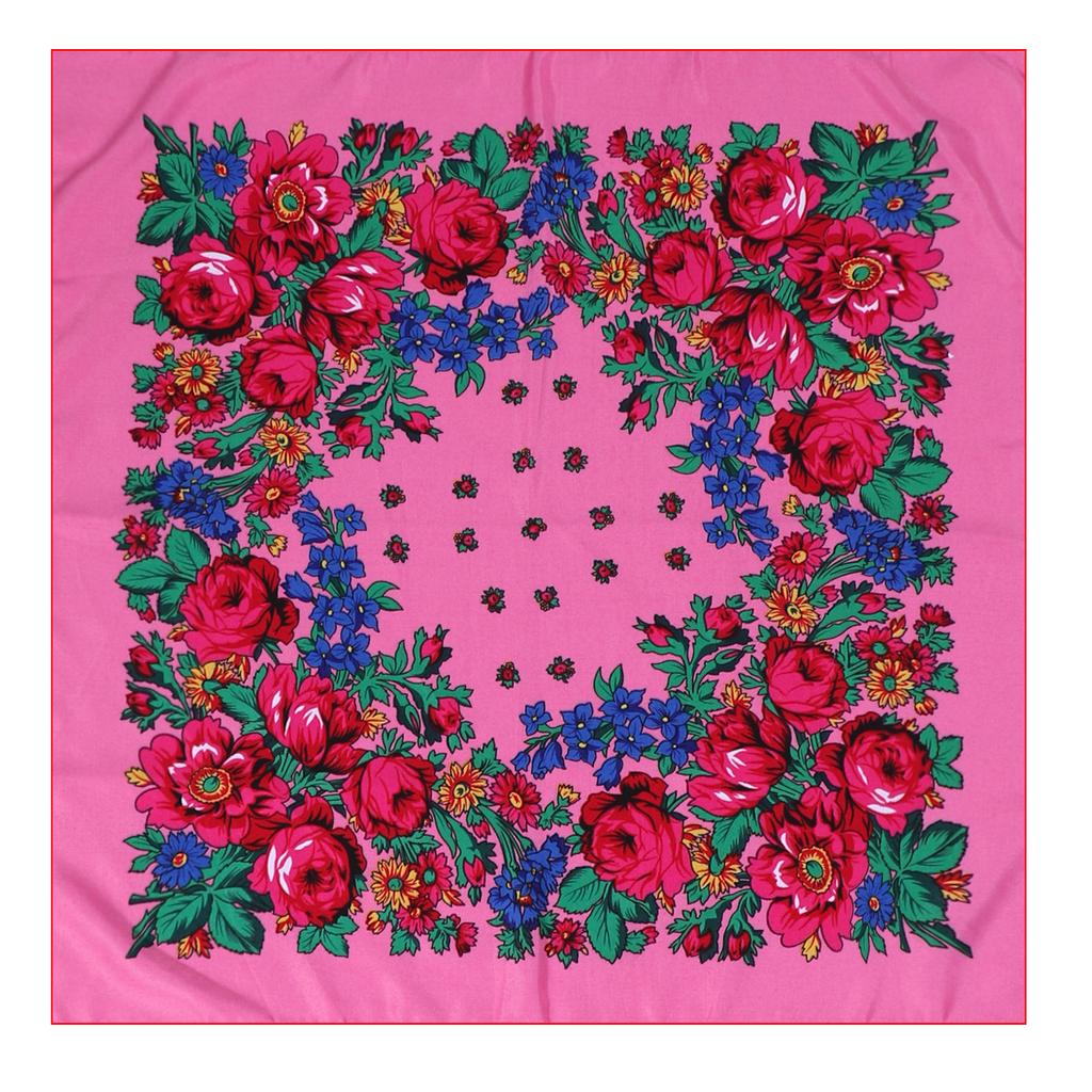 Luxury Hijab Hair Bands Square Cotton Scarf For Women Neckerchief Female Rose Pattern Shawl Headband Fashion Wraps Bandana
