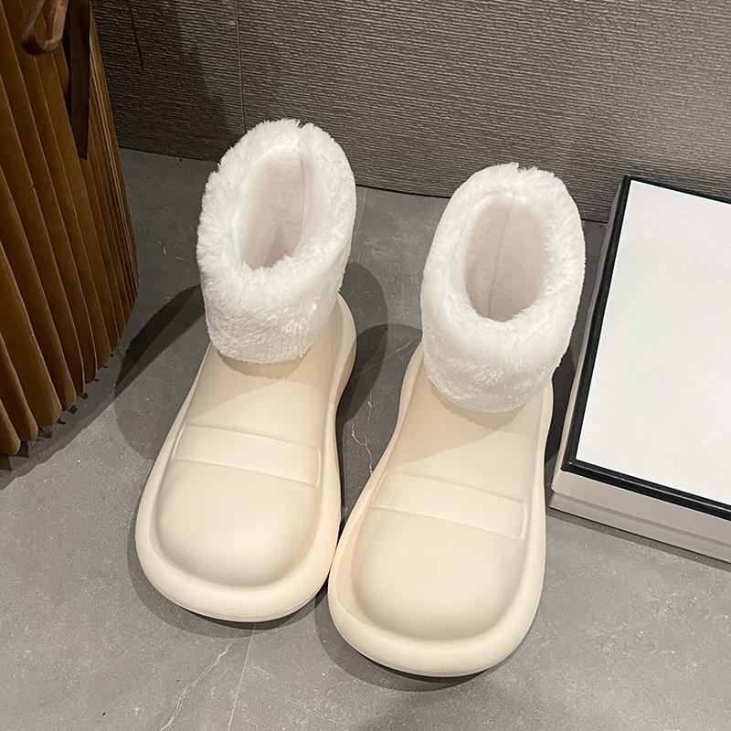 Fashion Women's Rain Shoes Big Head Water Shoes Platform Martin Boots Inner Height Increase Non-slip Velvet Warm Short Rain Boots Women