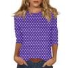 Women's O-neck 3/4 Sleeve Striped  Print Top