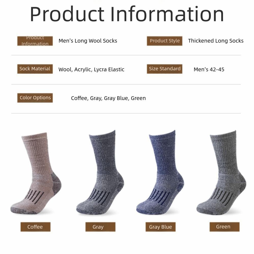 Fashion Fuzzy Merino Wool Socks Mountaineering Breathable Winter Warm Socks Thickened Thermal Socks For Men