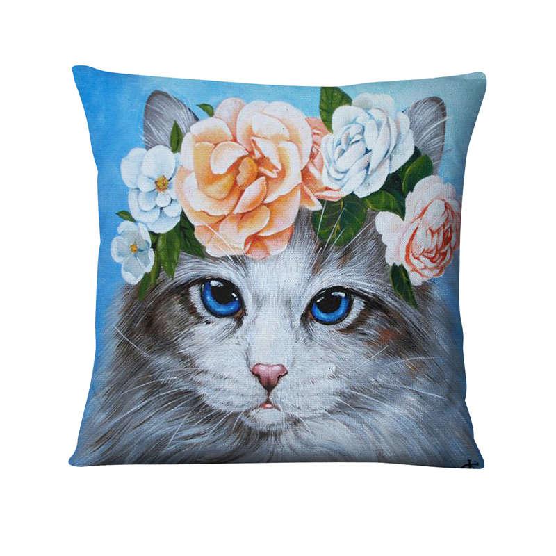 

Чехол для подушки с милым цветочным принтом кота для дома, гостиной, дивана, спальни, украшение, наволочка 50X50CM