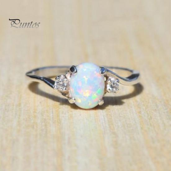 Fashion Exquisite Opal Alloy Charm Ring Women Bride Wedding Engagement Jewelry
