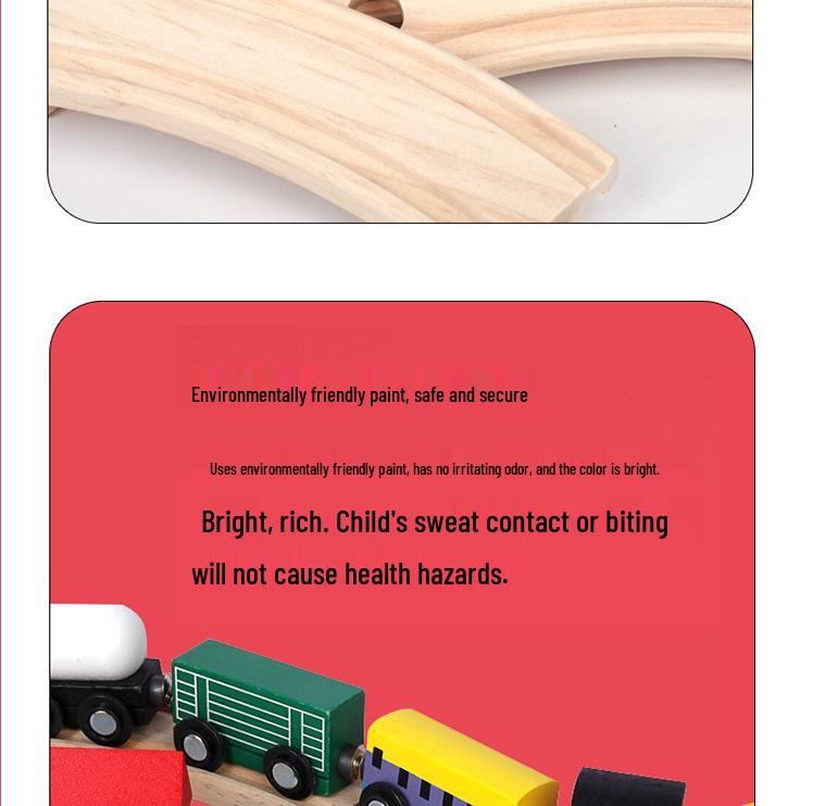 Children's Wooden Train Track Building Blocks Set