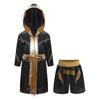 Boys Girls Halloween Carnival Theme Party Boxer Cosplay Costume Boxing Robe Long Sleeve Satin Hooded Cloak with Belt Shorts