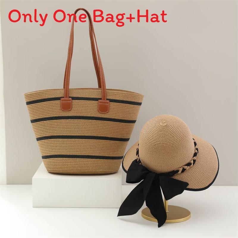 Straw Hat And Bag Set With Sun Protection For Outdoor Travel Casual Summer Adults
