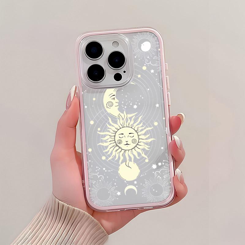 Cute Sun Moon Pattern TPU Transparent Silicone Phone Case For iPhone 17 Pro Max 16 15 14 13 12 11 Pro Plus Shockproof Soft Cover