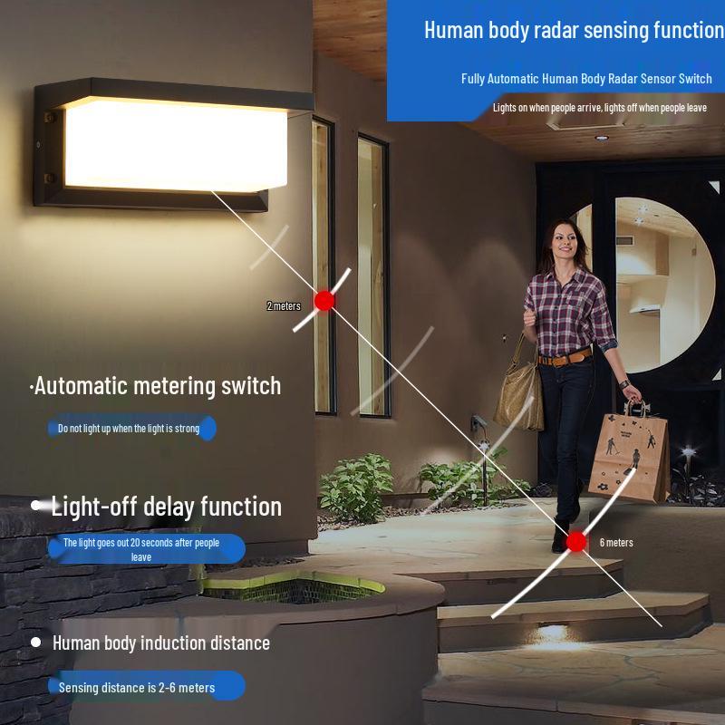 Waterproof LED Motion Sensor Wall Light for Outdoor Hotel, Garden, Villa, Balcony, Courtyard
