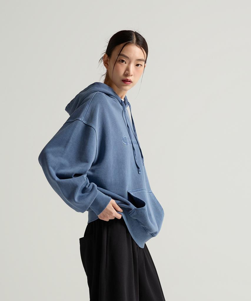 Big Logo Pigment Oversized Hoodie Blue