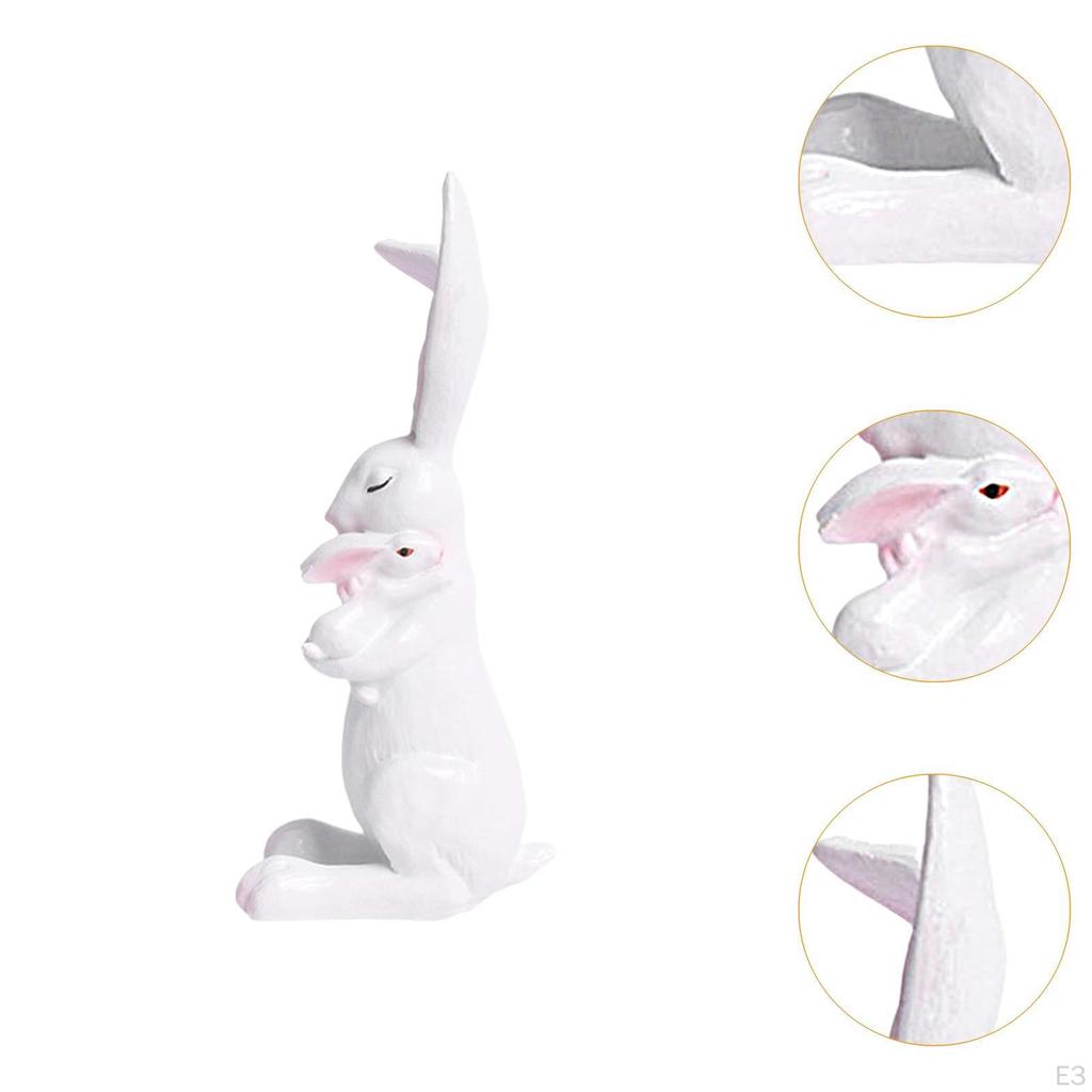 Mom Figurine Adorable Bunny Statue Tabletop Ornament Easter Cute Decorations Resin for Desk Living