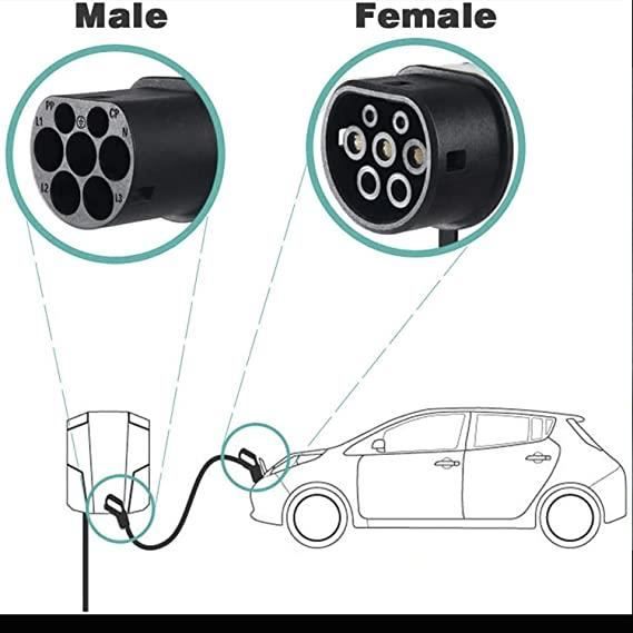 Câble de recharge - Evplug - Type 2 - Type 1 - 5m - 7,4kW - 32A