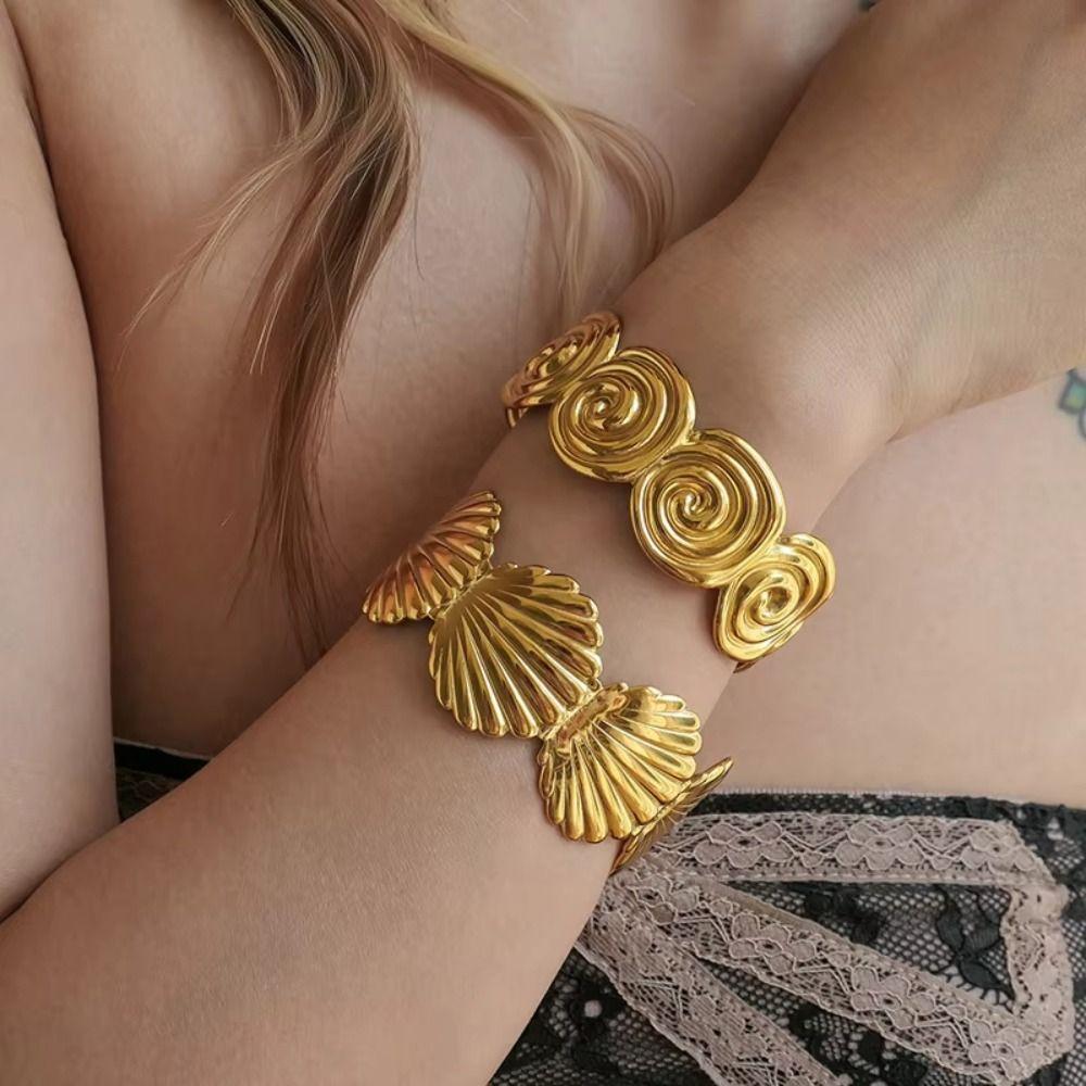 Vacation Style Metal Cuff Bangles Europe American Style Chunky Bracelet Exaggerated Bracelet  Gift