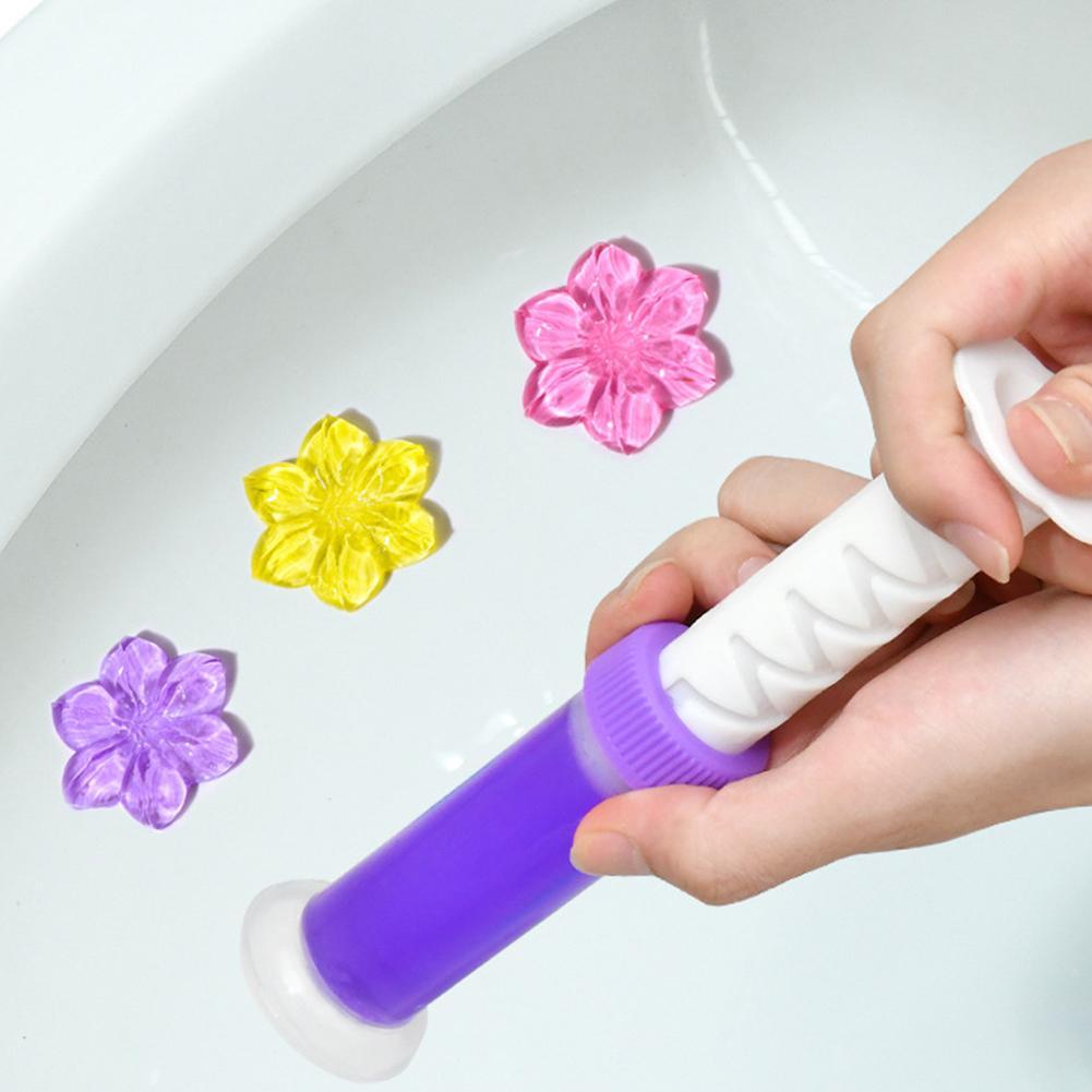 Flower Toilet Cleaner Gel Syringe Aromatic Drain Toilet Cleaning Product Air Freshener Remove Odors Deodorizing Bathroom Sticker