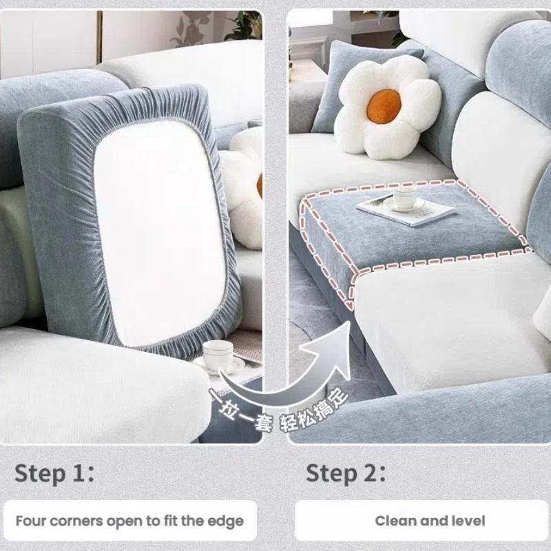 Universal Elastic Sofa Cover Full Backrest Headrest Slipcover Simple Style Chenille Seat Cushion Cover For Living Room Furniture