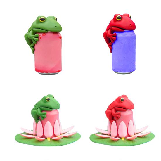 Frog Can Lid Lily Pad Cup Holder Set Reusable Soda Can Cover Secure Can Lids with Cup Holder Whimsical Drink Accessories
