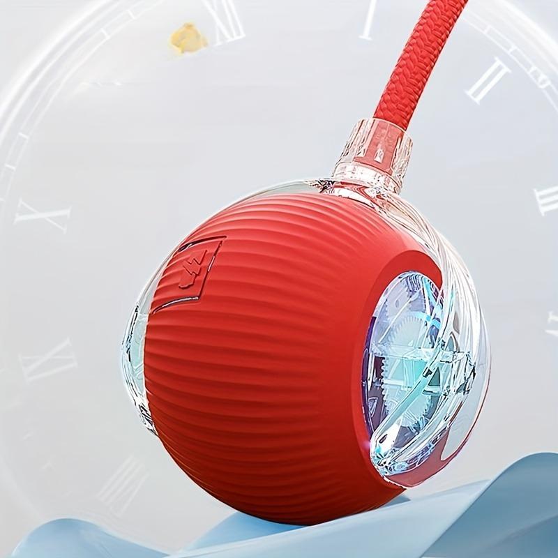 Automatic Rolling Cat Ball Toy with LED Light & Tail Rope, Interactive Play for Pets