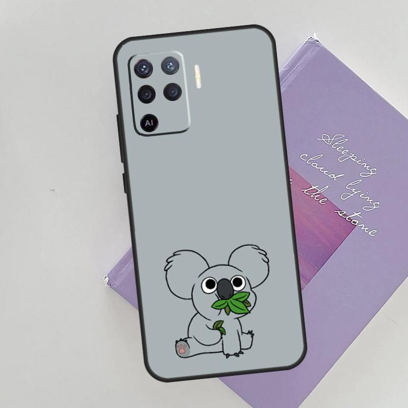 Cute Cartoon Koala Phone Case For Oppo A74 A53 A54 A94 A15 A16 A17 A52 A72 A76 A96 A57S A58 A78 A98 Back Cover