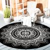 Kristallvelours Teppich 1 Stück Rutschfeste Runde Fußmatte - Schwarz-Weißes Mandala Matte mit Rutschfester Rückseite, Innen-/Außenbodenmatte für