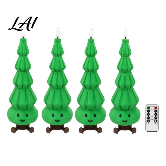 Modern Christmas Decorative Lamps Candle Light 3D Printed Santa Snowman Tree Light with Remote Unique Holiday Interior Lighting Control LED