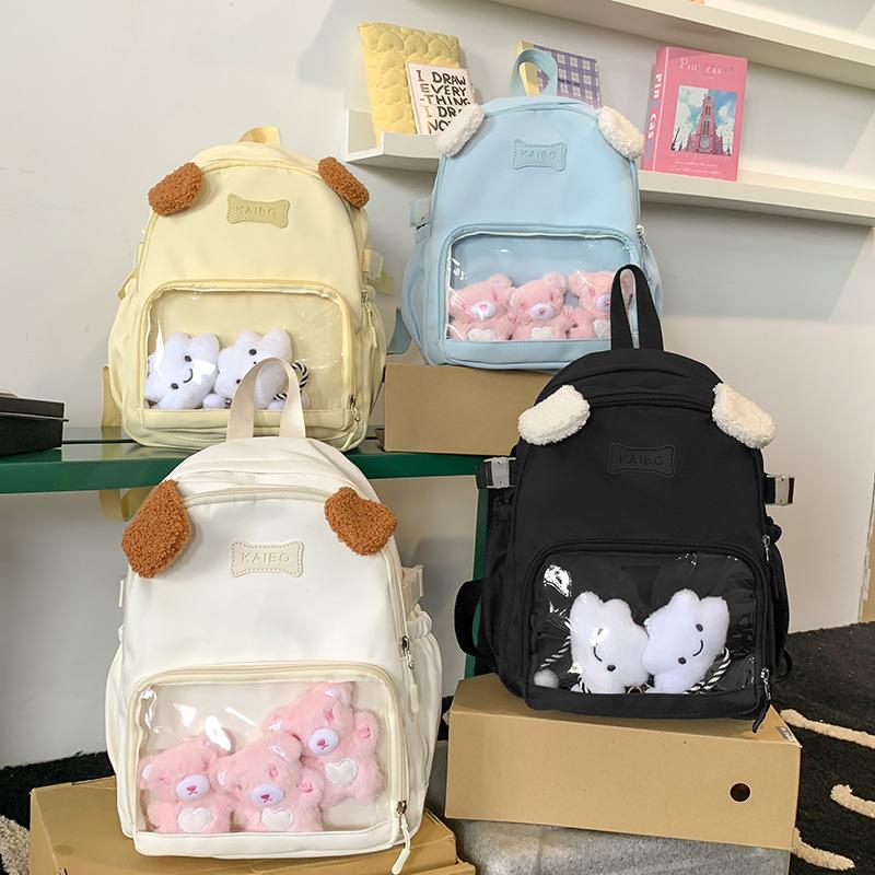 Japanese Two-dimensional Cute Transparent Pain Bag Cute Ins Backpack Middle School Student Schoolbag Women's Casual Backpack