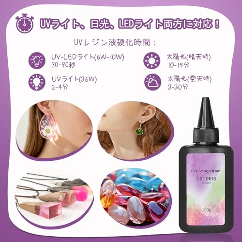 Cetdeir UV LED Resin Liquid, Large Capacity 500g, Hard Type, Low Viscosity/High Transparency, Clear, with Opener and Nozzle Cap