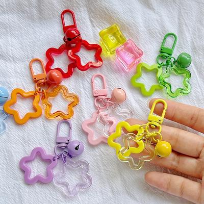 Llavero de Acrílico Color Caramelo Pentagrama Estrellas Cascabel Colgantes Llavero Funda de Auriculares Bolso Cartera Decoración Accesorios Regalos Niños Niñas