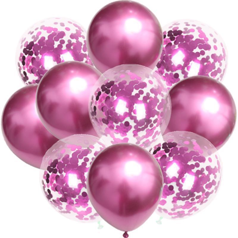 Birthday & Ceremony Decoration Balloon Set: Metallic Sequins, Table & Ground Floating Balloons.