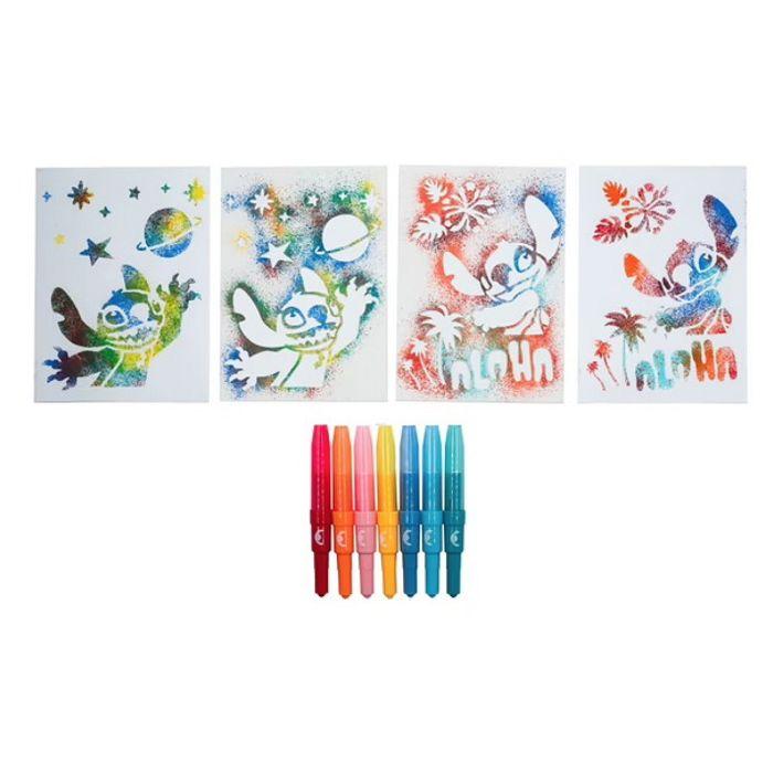 Kit de Stylos Pulvérisateurs - DISNEY - Lilo &amp; Stitch - 7 Couleurs - 6 Pochoirs - Pour Enfants 4 Ans
