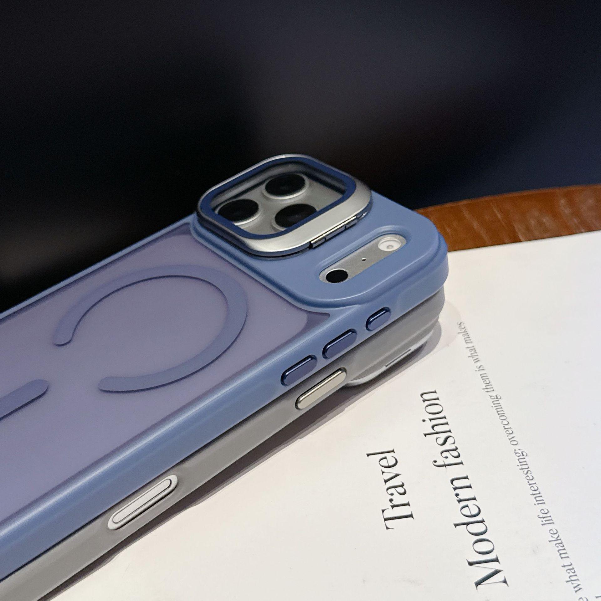 

Magnetic Glass Lens Holder Phone Case for iPhone 17 Pro Max - Semi-transparent, Personalized Protective Cover iPhone 16