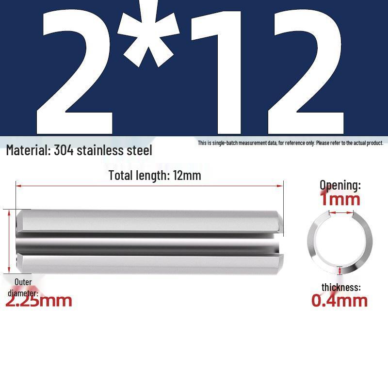 304 Stainless Steel Slotted Spring Pin, Cylindrical Shaft Pin, Locating and Hollow Pin (M5-M12)