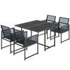 5 Pieces Garden Dining Set, Outdoor Patio Cube Set, 4 Seater Outdoor Table and Chairs with Foldable Backrest, Dark Grey