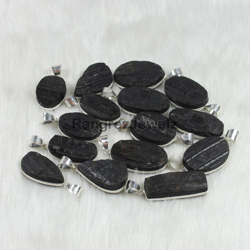 Black Tourmaline Druzy Gemstone Pendant Jewelry Making For Silver Jewelry Supply Healing crystal Bezel Pendant Necklace Gift For Her