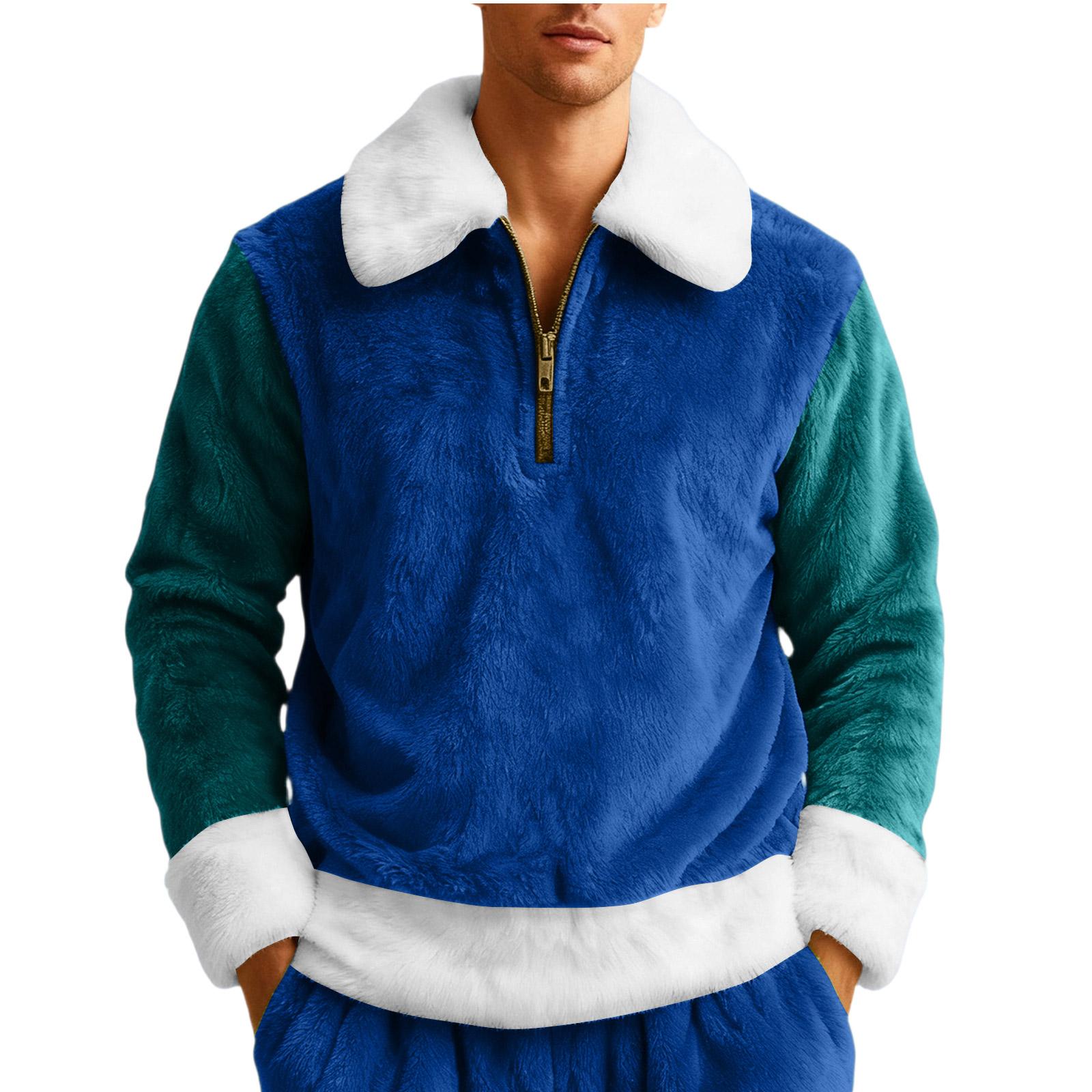 

Men s Leisure Half Zipper Flip Collar Hoodie L