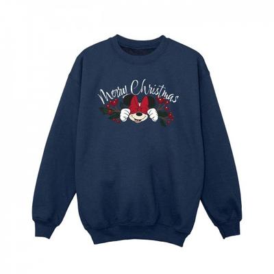 Girls Minnie Mouse Christmas Holly Sweatshirt