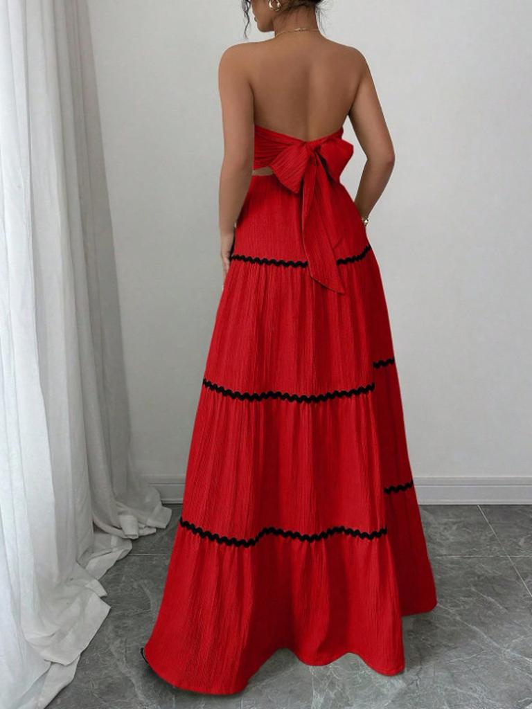Nouvelle Robe Longue Dentelle Élégante Décontractée Style Étranger Ensemble Deux Pièces Vacances d'Été