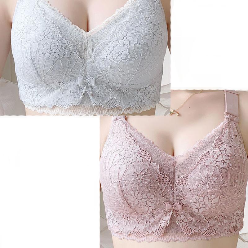 fashion Big breasts show small breasts, summer underwear, thin women's full cup without steel ring bra, large size, double breasts, anti-sagging bra.